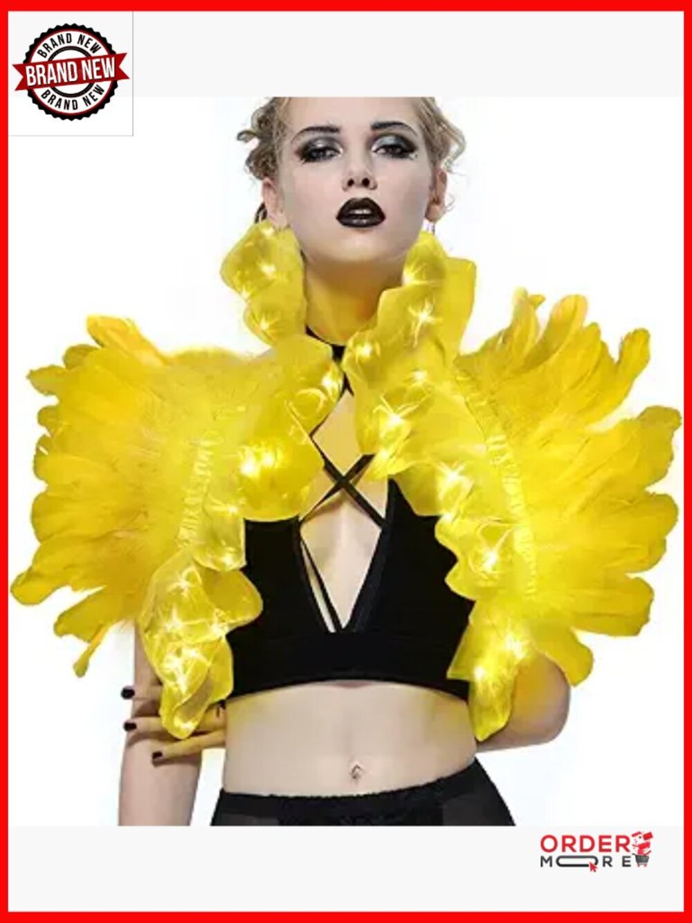 Feather Shawl Shrug with LED Lights Faux Fur Cape Gothic Wrap